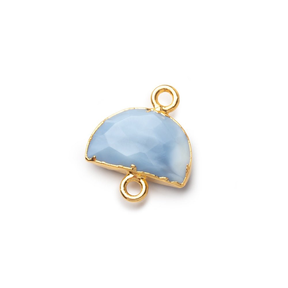 9x14mm Gold Leafed Owyhee Denim Opal Faceted Half Moon Focal 1 Connector - Beadsofcambay.com