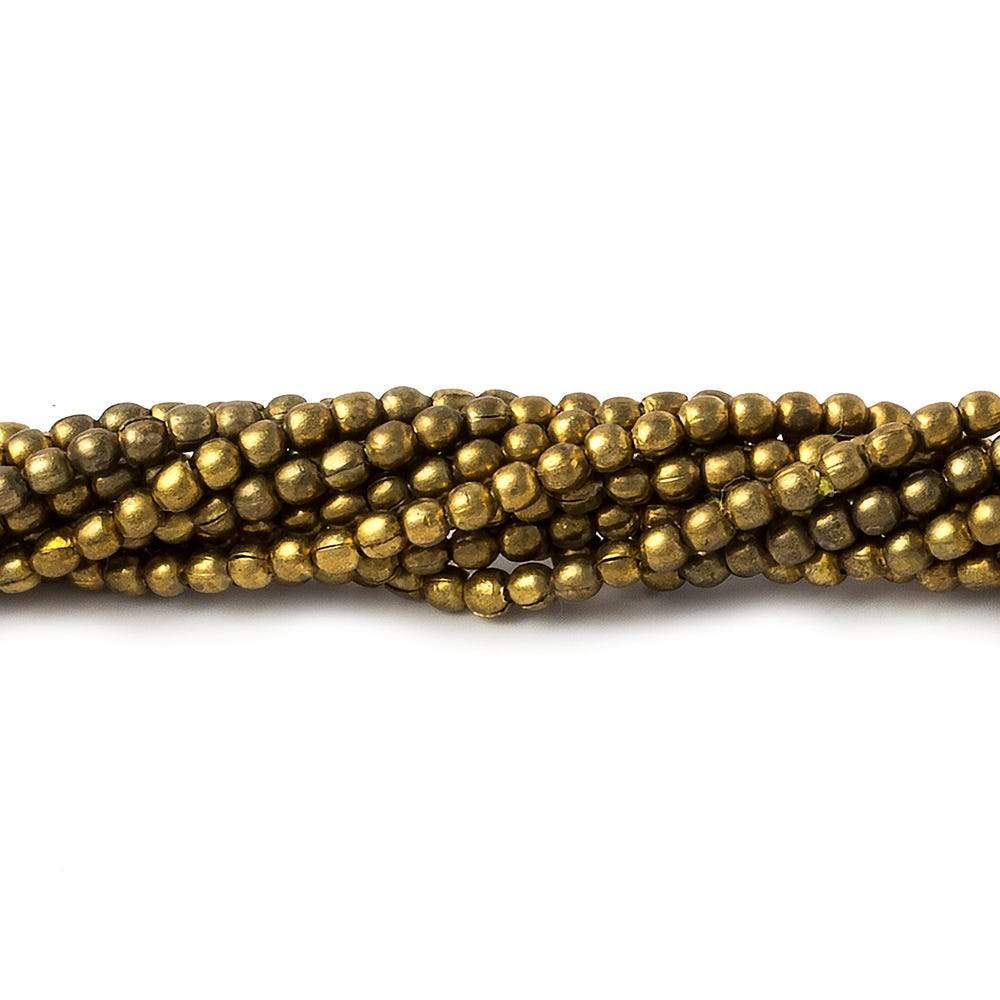 Brass Plain Round Beads on an 8 inch Strand - Beadsofcambay.com