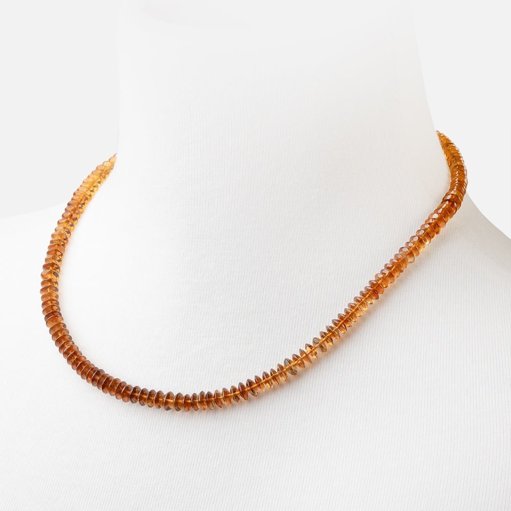 Ombré Golden Tourmaline Plain Disc Rondelle Necklace with a 14kt Gold Clasp AAA - Beadsofcambay.com