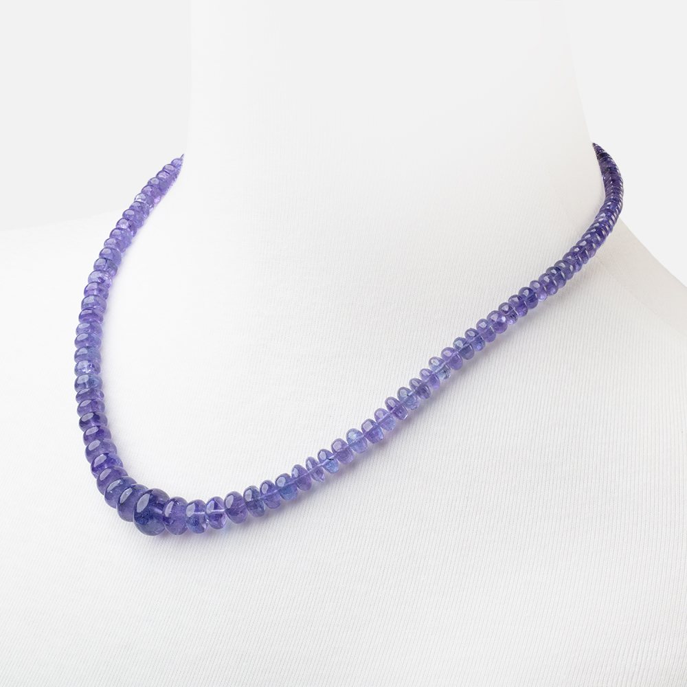 Tanzanite Plain Rondelle Necklace with a 14kt Gold Clasp AAA - Beadsofcambay.com