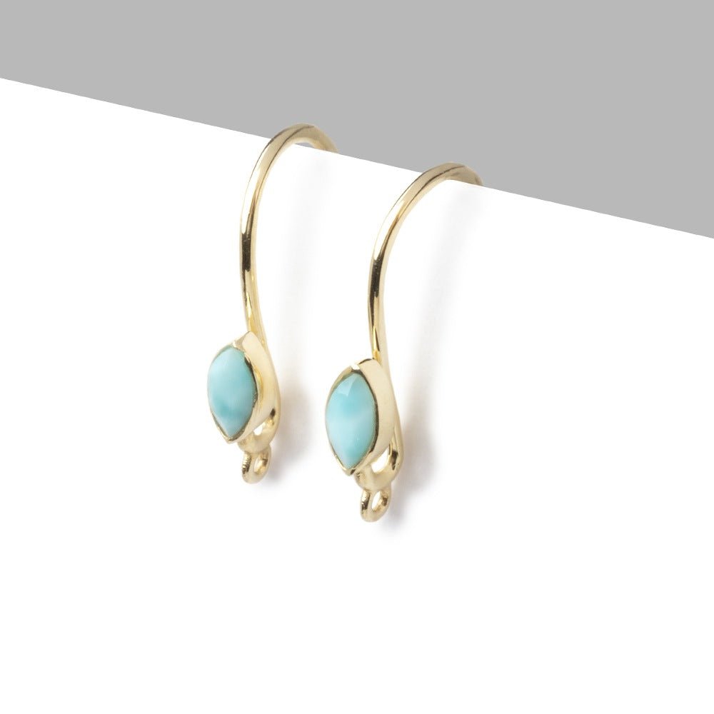 Vermeil Larimar Marquise Earwire Set of 2 pieces - Beadsofcambay.com