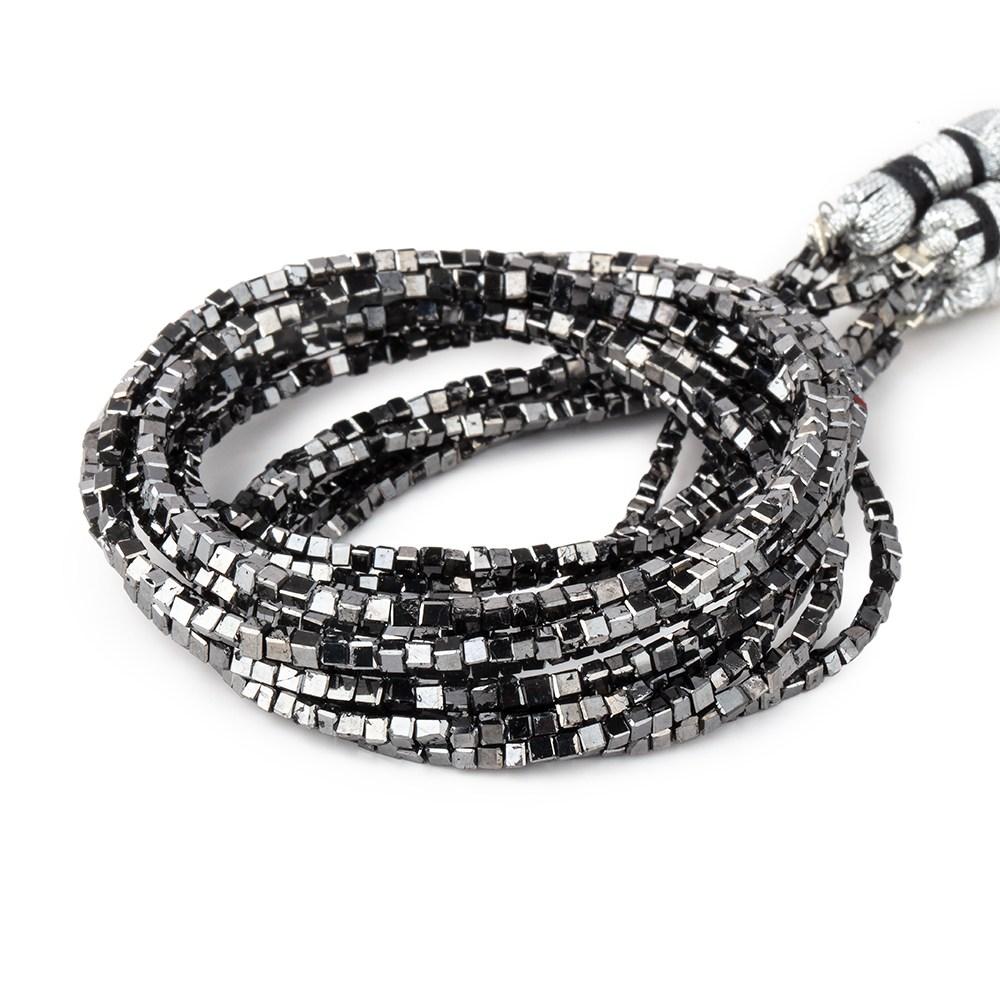 1-2mm Black Diamond Unfaceted Cube Beads 15 inch 255 pieces - Beadsofcambay.com