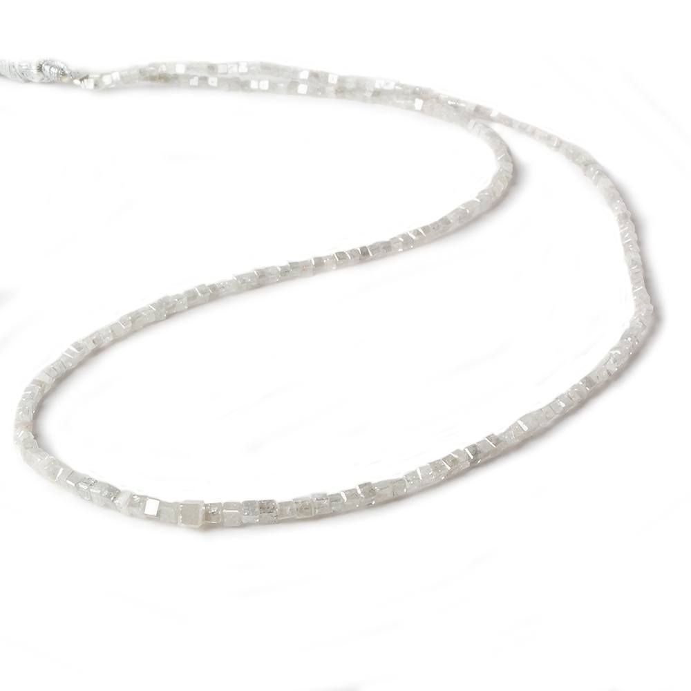 1-2mm White Diamond Unfaceted Cube Beads 14 inch 295 pieces - Beadsofcambay.com