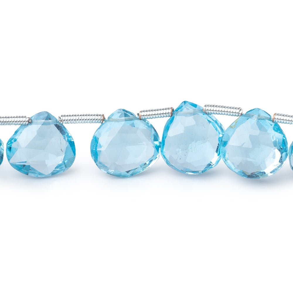 10-10.5mm Sky Blue Topaz Faceted Heart Beads 7.5 inch 19 pieces AAA - Beadsofcambay.com