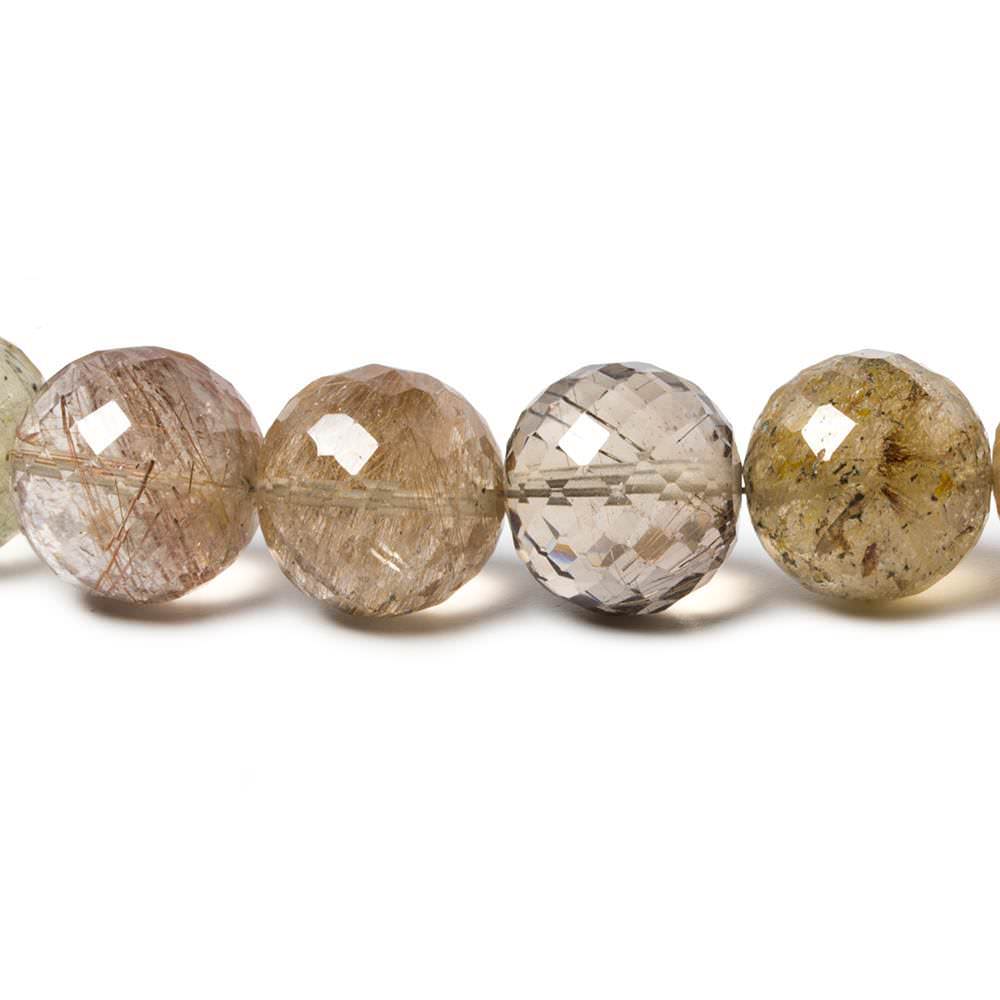 10-11mm Golden Rutilated Quartz faceted rounds 16 inches 37 beads - Beadsofcambay.com