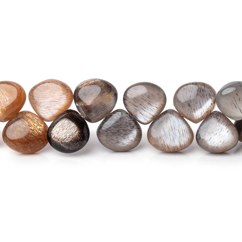 10-11mm Sunstone & Moonstone Plain Heart Beads 8.5 inch 40 pieces - Beadsofcambay.com