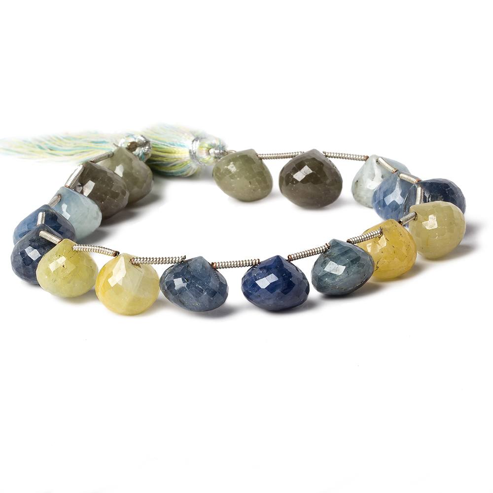 10-12mm Blue and Fancy Sapphire faceted Candy Kiss Beads 8 inch 17 pieces - Beadsofcambay.com