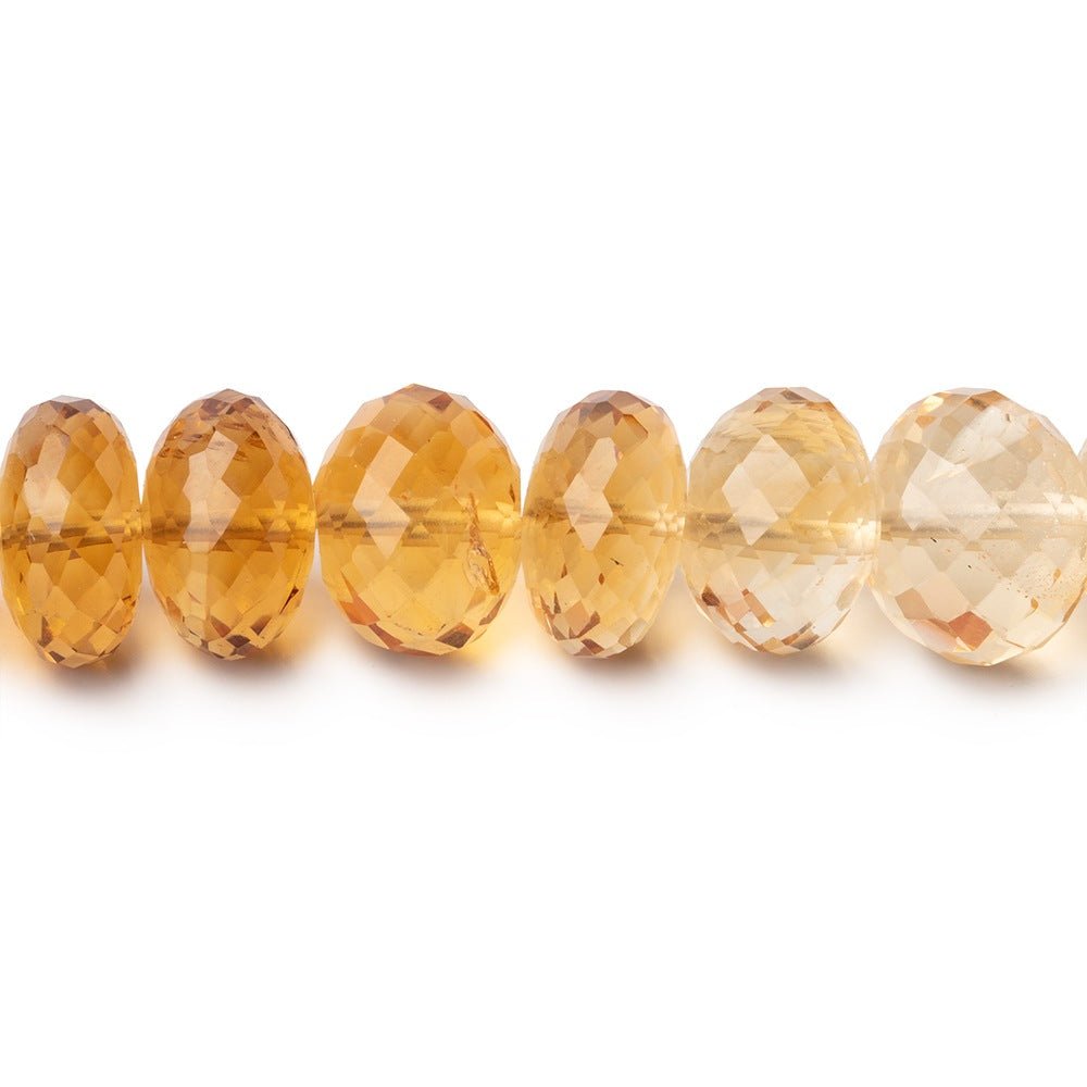 10-12mm Citrine Faceted Rondelle Beads 16 inch 62 pieces AAA - Beadsofcambay.com