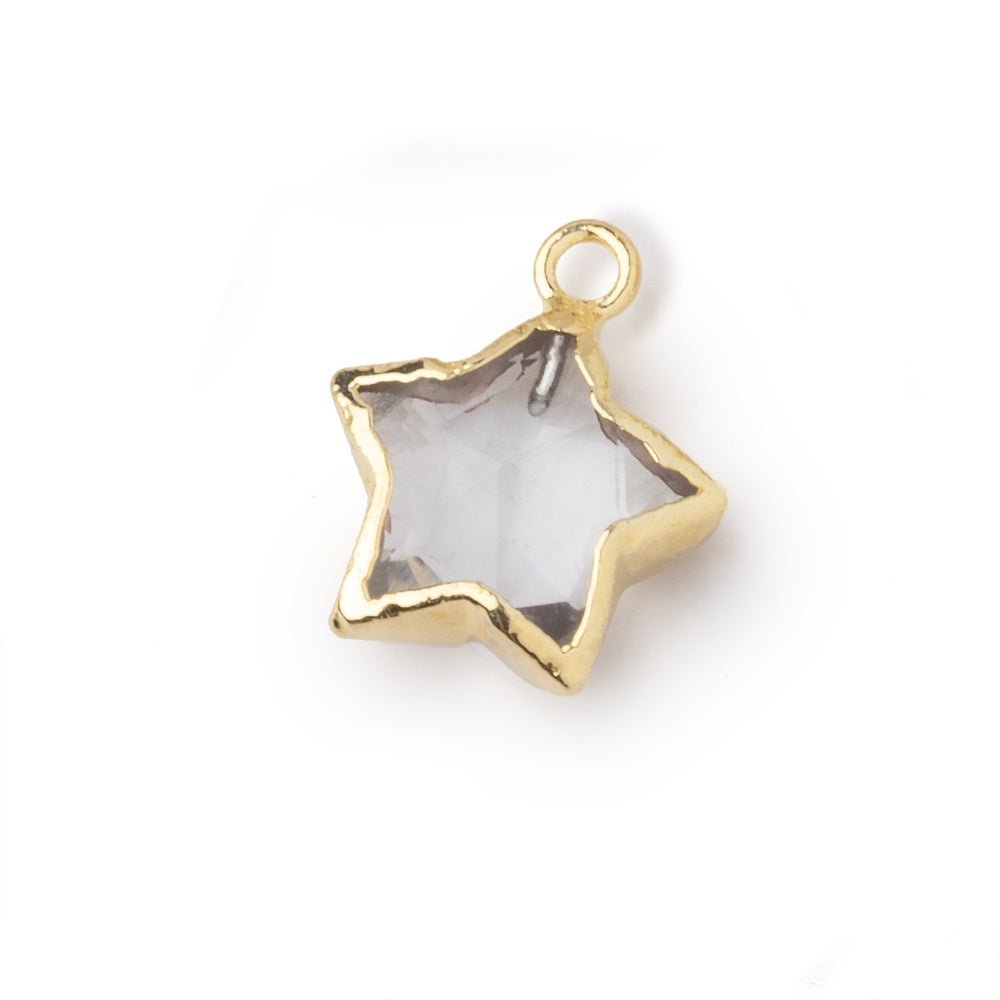 10-12mm Gold Leafed Crystal Quartz Faceted Star Focal Pendant 1 piece - Beadsofcambay.com