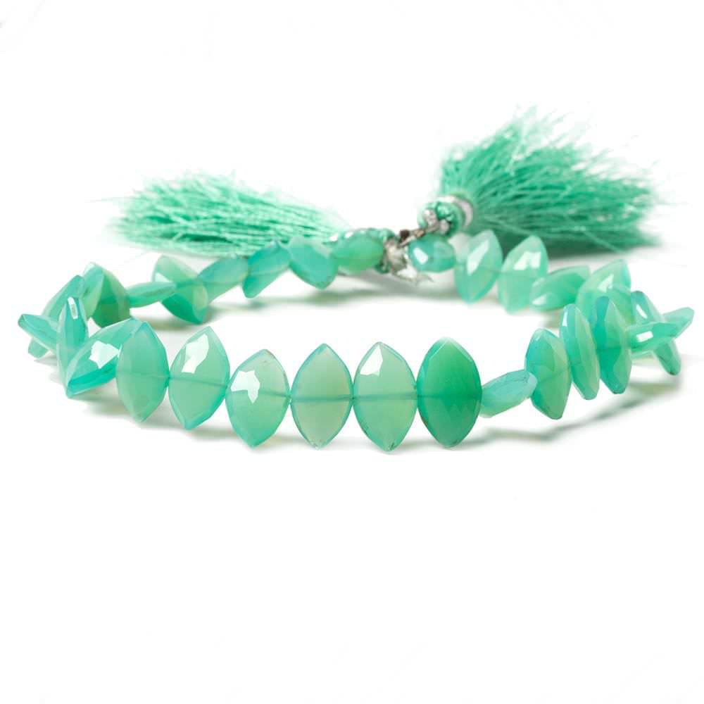 10-12mm Green Chalcedony Side Drilled Faceted Marquise Beads 8 inch 30 pieces - Beadsofcambay.com