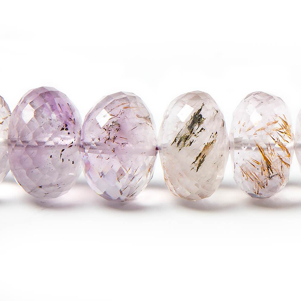 10-12mm Mossy Amethyst Faceted Rondelle Beads 16 inch 54 pieces AAA - Beadsofcambay.com