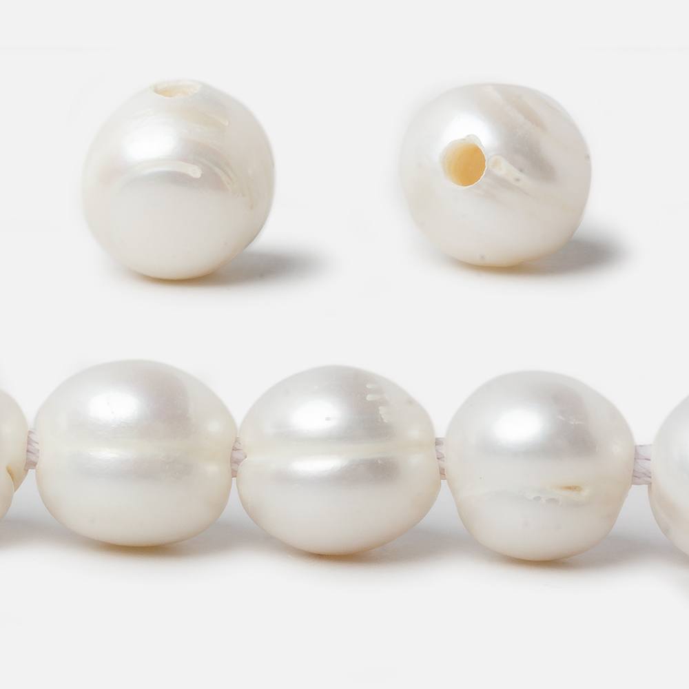 10-12mm Off White Baroque Large Hole Freshwater Pearl 8 inch 17 pieces B grade - Beadsofcambay.com