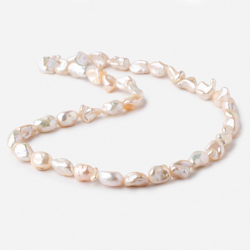 10-12mm Peach Straight Drilled Keshi Freshwater Pearls 15.5 inch 38 pieces - Beadsofcambay.com
