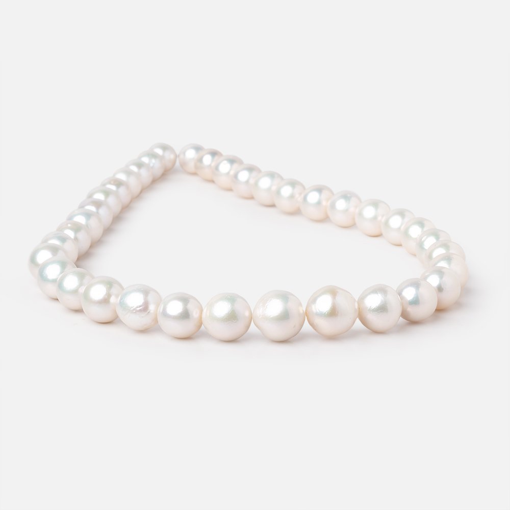 10-13mm Creamy White Off Round Freshwater Pearls 16 inch 36 Beads AA - Beadsofcambay.com