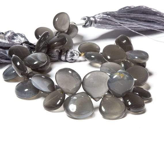 10-13mm Platinum Moonstone plain heart 7.75 inch 38 Beads - Beadsofcambay.com