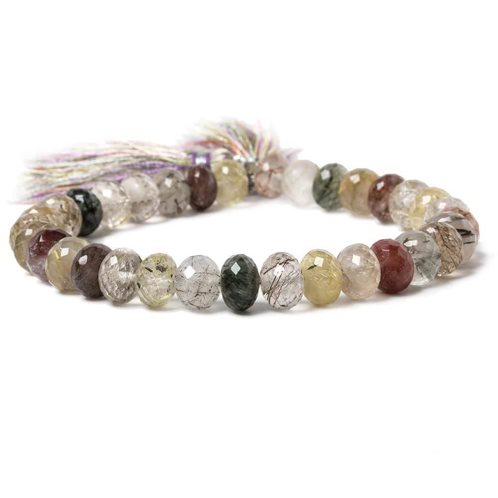 10-13mm Sagenetic Quartz Faceted Rondelle 8 inch 28 pieces - Beadsofcambay.com