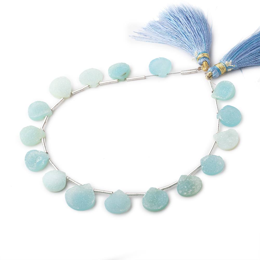 10-13mm Seafoam Blue Drusy Heart Beads 8 inch 16 pieces - Beadsofcambay.com