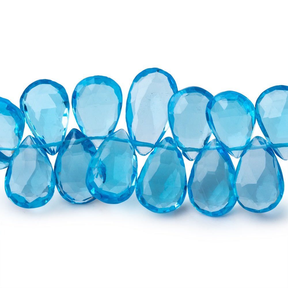 10-13mm Swiss Blue Topaz Faceted Pear Beads 8 inch 54 pieces AAA - Beadsofcambay.com