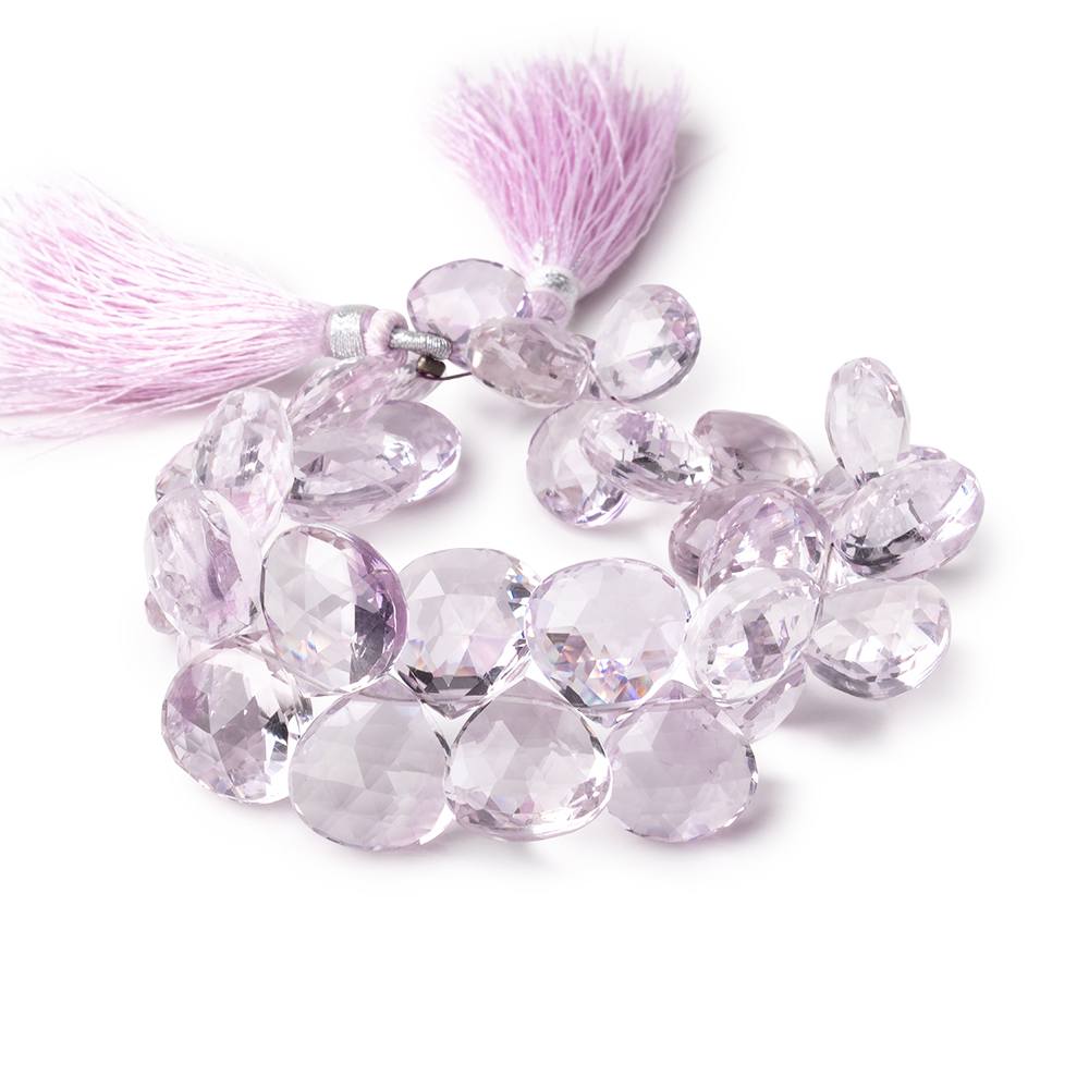 10-14.5mm Pink Amethyst Faceted Heart Beads 8 inch 33 pieces - Beadsofcambay.com