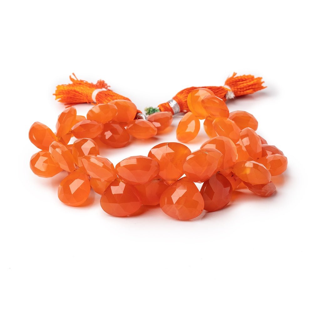10-14mm Carnelian Faceted Heart Beads 8 inch 43 pieces - Beadsofcambay.com