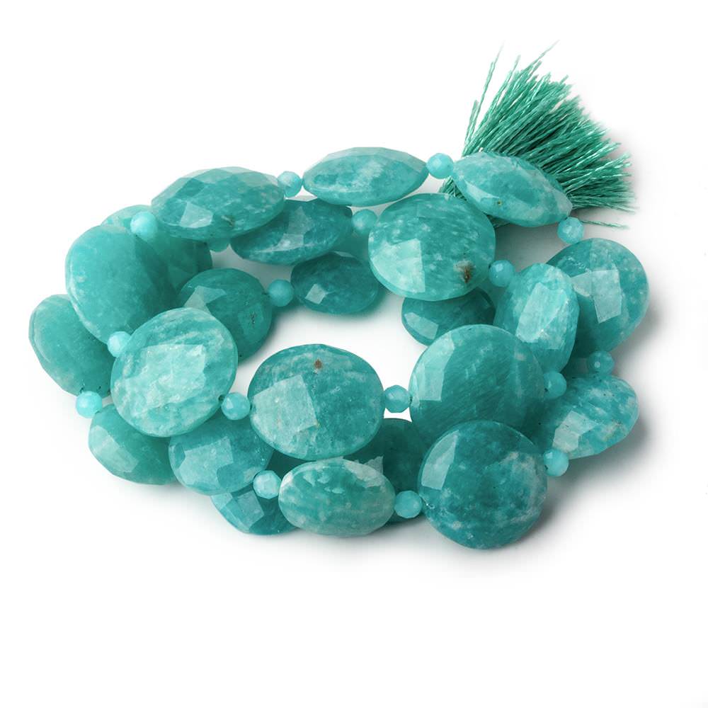 10-15mm Amazonite faceted coin & rondelle beads 16 inch 25 coins 26 rondelles - Beadsofcambay.com