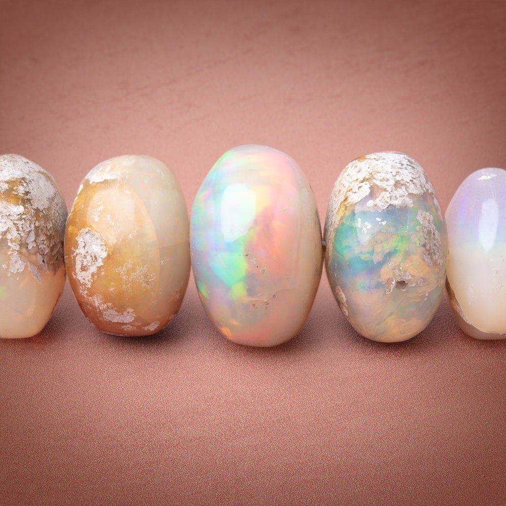 10-15mm Ethiopian Opal with Matrix Plain Rondelle Beads 20 inch 69 pieces AA - Beadsofcambay.com