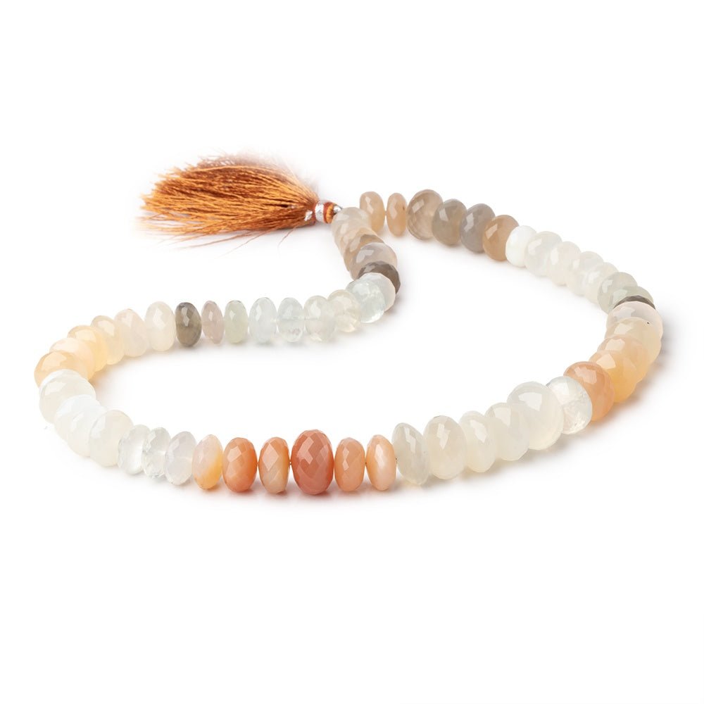 10-15mm Multi Color Moonstone Faceted Rondelles 16 inch 60 Beads AAA - Beadsofcambay.com