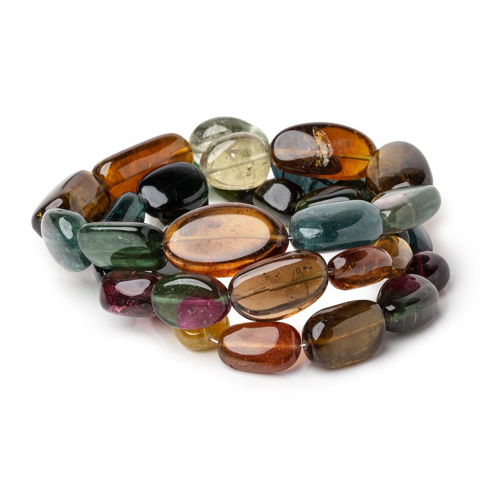 10-22mm Multi Color Tourmaline Plain Nugget Beads 20 inch 35 pieces AAA - Beadsofcambay.com