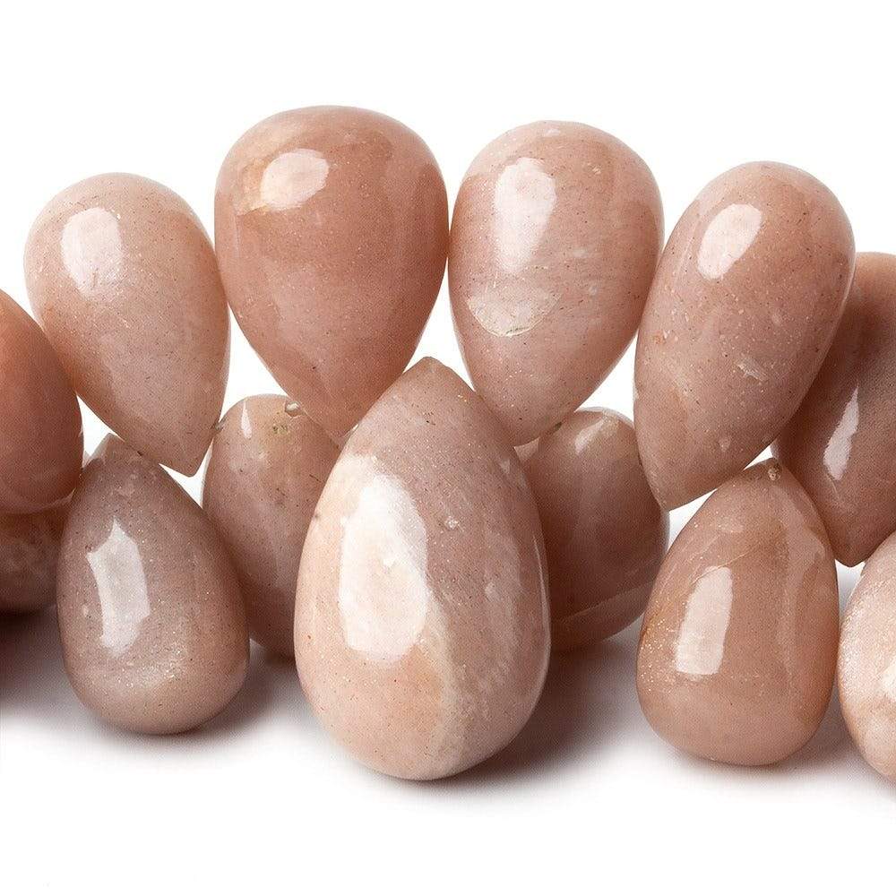 10-24mm Angel Skin Moonstone Plain Tear Drop Beads 73 pcs - Beadsofcambay.com