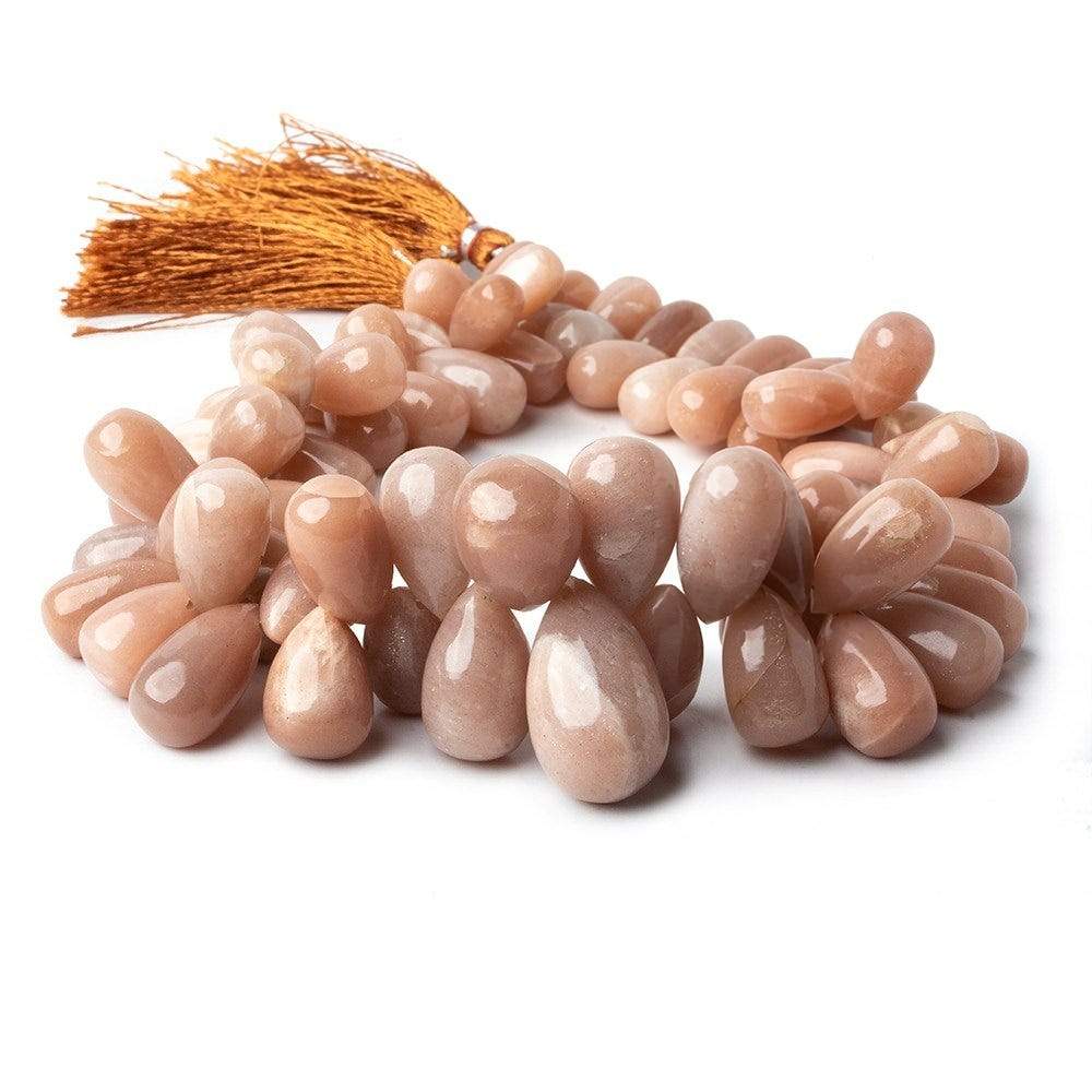10-24mm Angel Skin Moonstone Plain Tear Drop Beads 73 pcs - Beadsofcambay.com