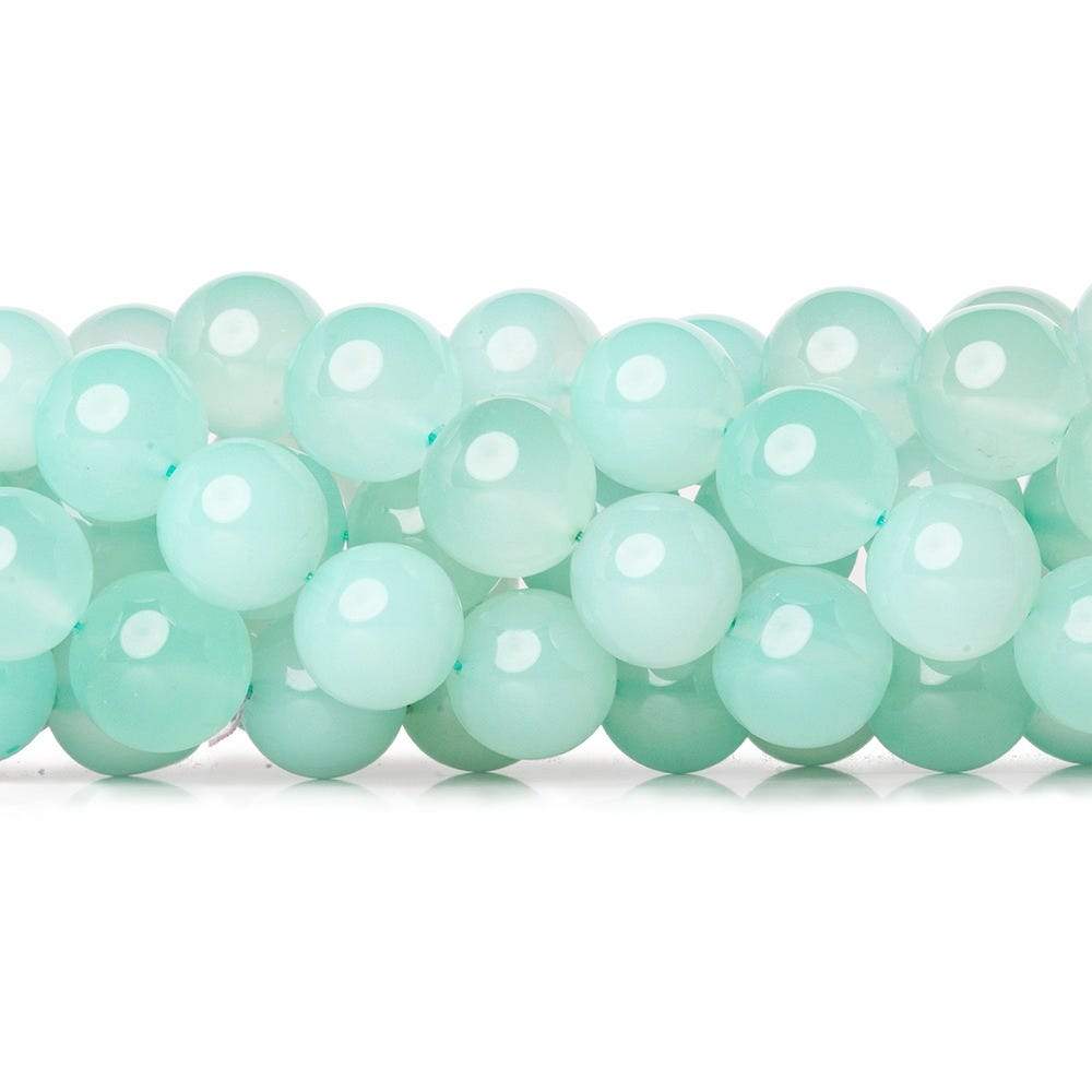 10.5-11mm Sky Blue Chalcedony Plain Rounds 12.5 inch 30 beads - Beadsofcambay.com