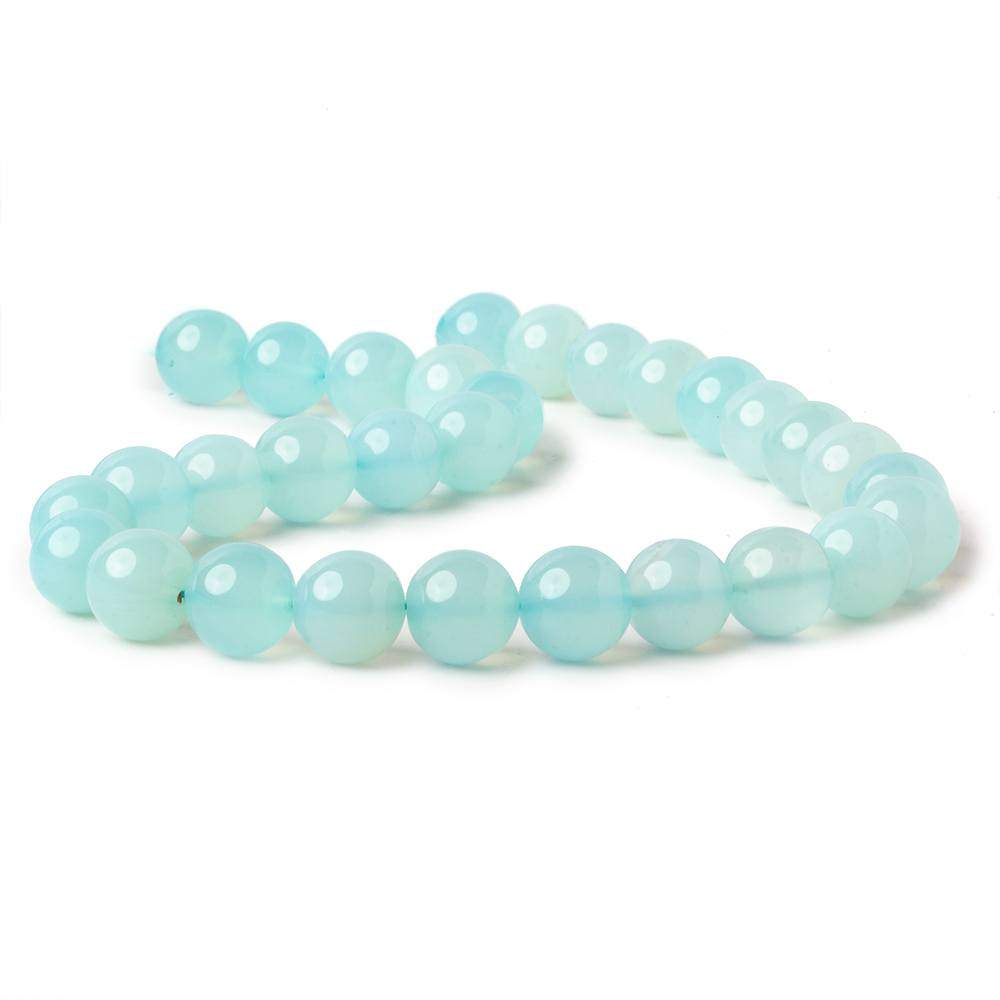 10.5-11mm Sky Blue Chalcedony Plain Rounds 12.5 inch 30 beads - Beadsofcambay.com