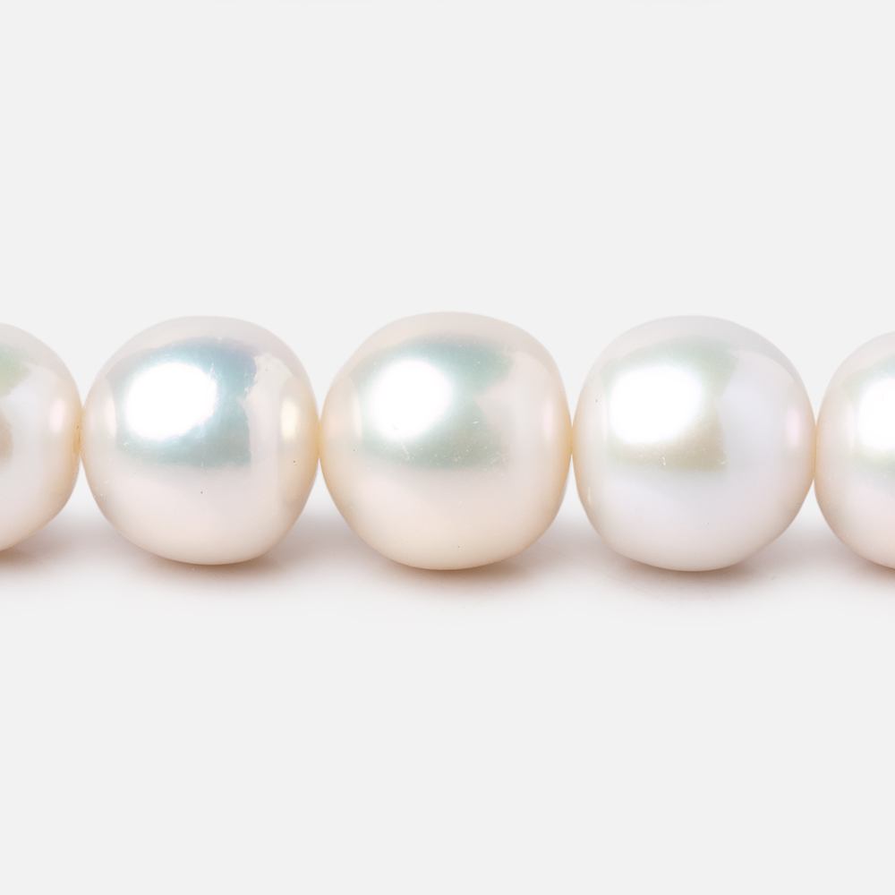 10.5-13.5mm White Off Round Freshwater Pearls 16 inch 36 Beads AA - Beadsofcambay.com