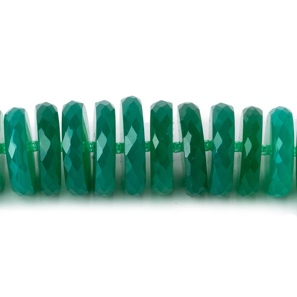 10.5-14.5mm Green Onyx faceted rondelle beads 16.5 inch 109 pieces A grade - Beadsofcambay.com
