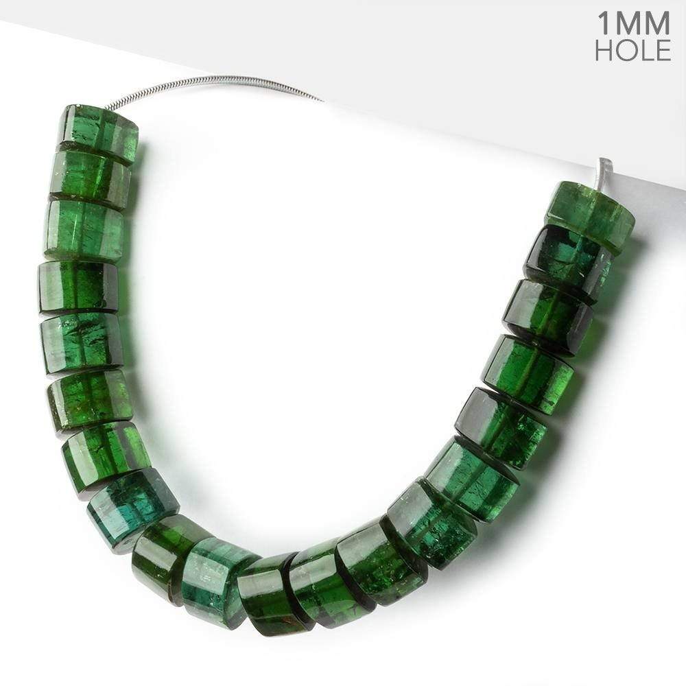 10.5mm Green Tourmaline 1mm hole Center Drilled Plain Trillions 5.75 inch 20 beads AAA+ - Beadsofcambay.com