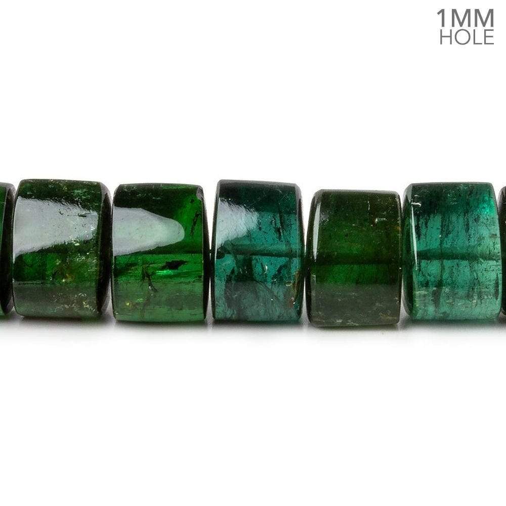 10.5mm Green Tourmaline 1mm hole Center Drilled Plain Trillions 5.75 inch 20 beads AAA+ - Beadsofcambay.com