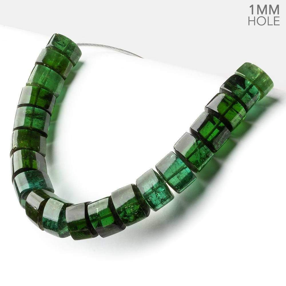 10.5mm Green Tourmaline 1mm hole Center Drilled Plain Trillions 5.75 inch 20 beads AAA+ - Beadsofcambay.com