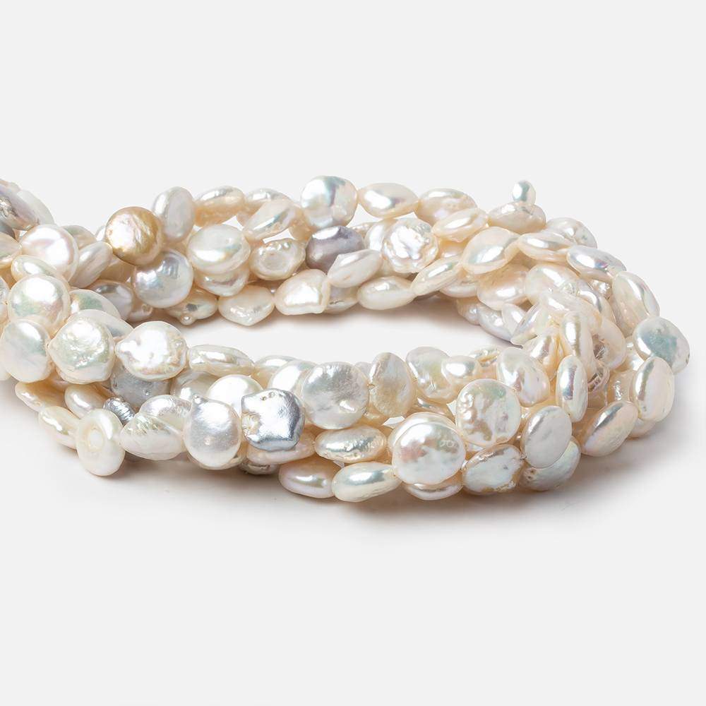 10.5mm Off White Coin Freshwater Pearls 16 inch 36 pcs - Beadsofcambay.com