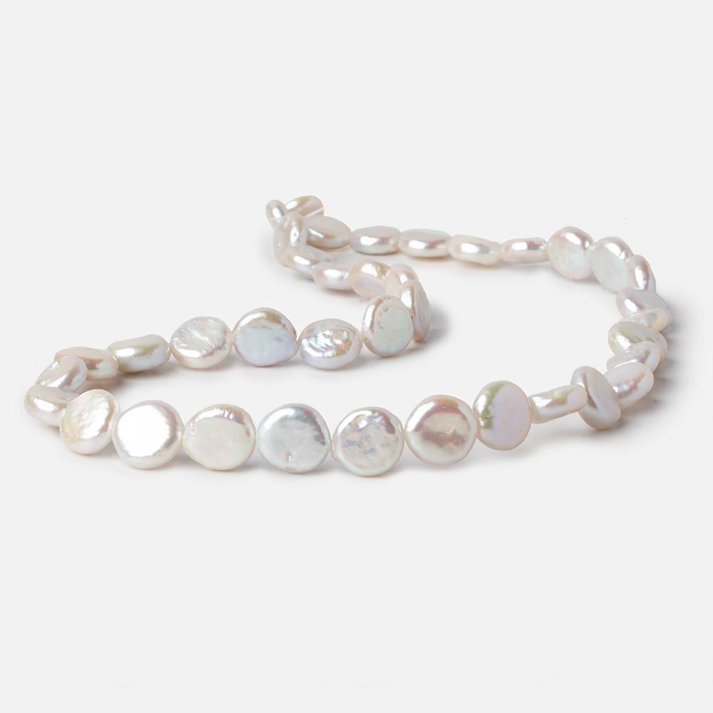 10.5mm White Coin Freshwater Pearl 16 inch 35 pieces - Beadsofcambay.com