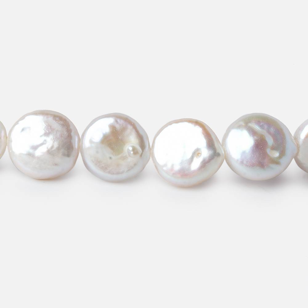 10.5mm White Coin Freshwater Pearl 16 inch 35 pieces - Beadsofcambay.com