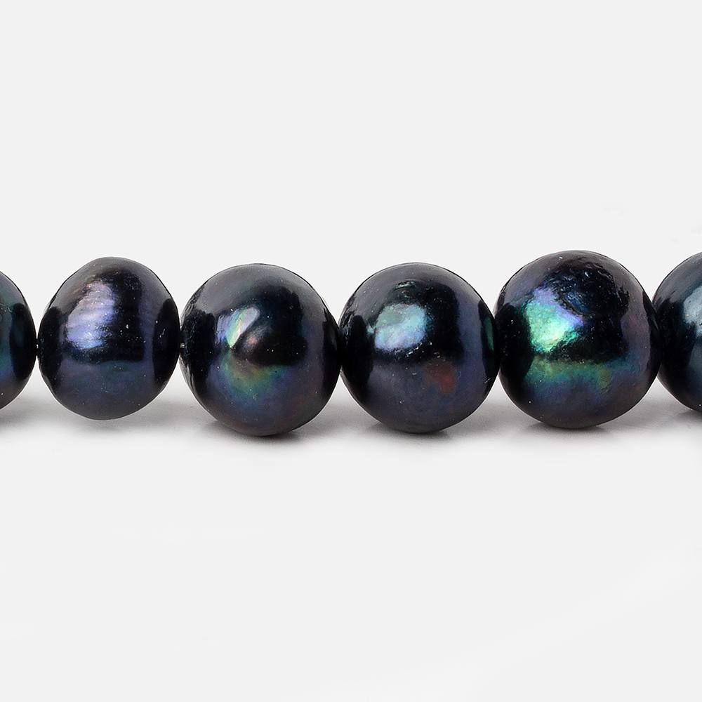 10.5x9-11.5x11mm Peacock Navy Baroque Freshwater Pearl 15 inch 36 pieces - Beadsofcambay.com