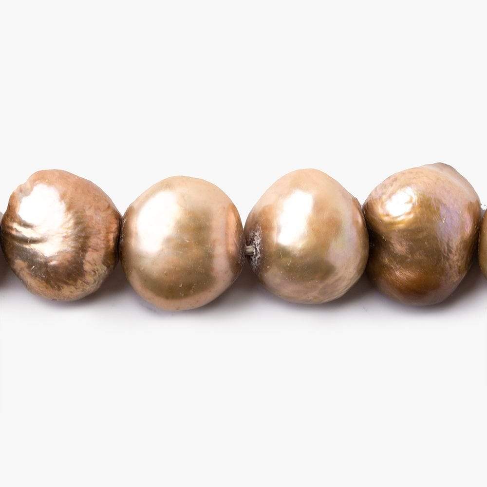 10mm - 11mm Copper Beige Baroque Pearl , 15 inch, 37 pieces - Beadsofcambay.com
