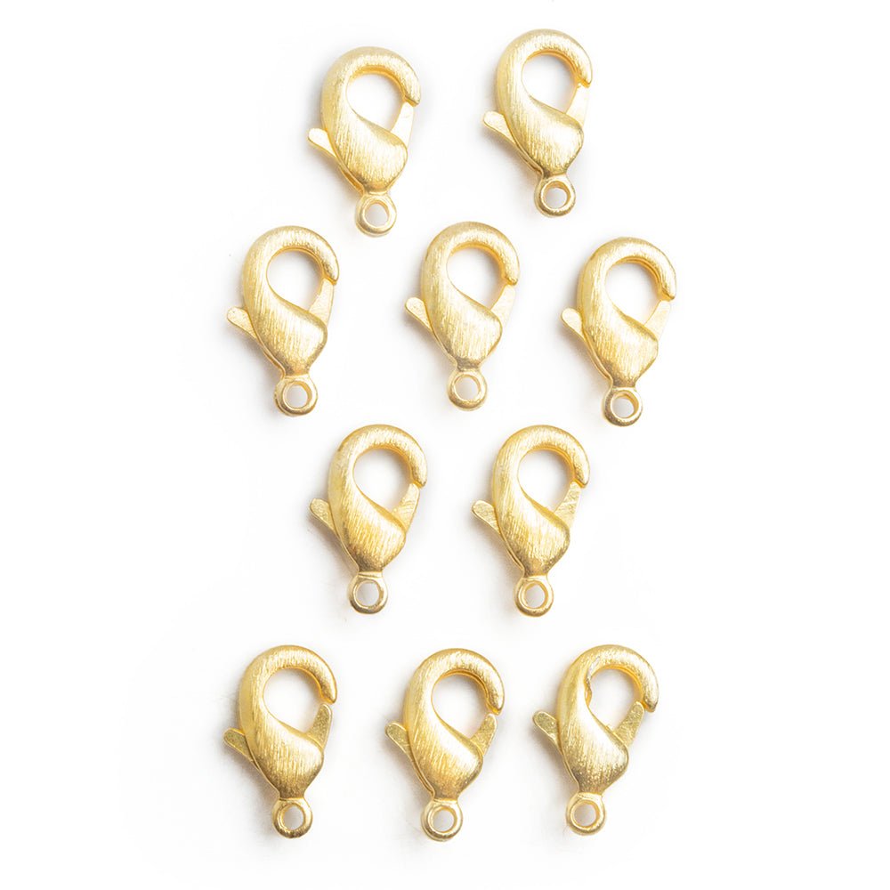 10mm 22kt Gold plated Brushed Lobster Clasp Set of 10 - Beadsofcambay.com