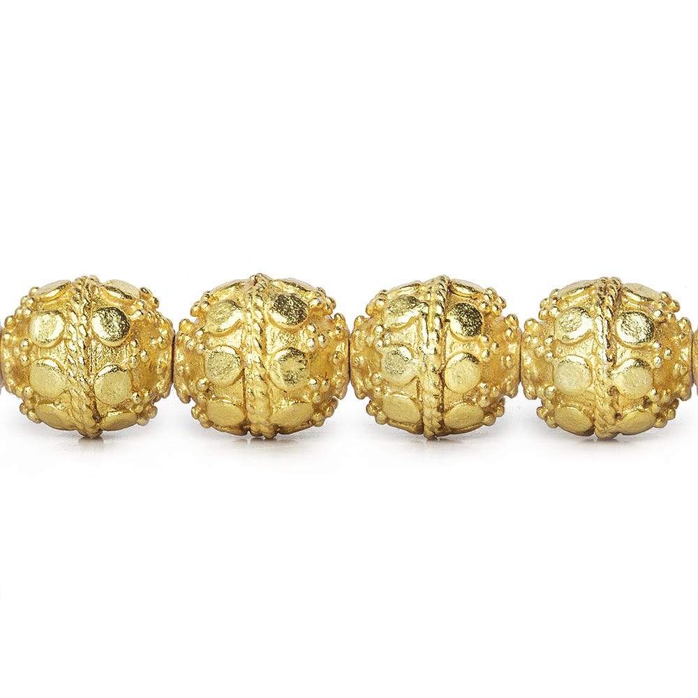 10mm 22kt Gold Plated Copper Bead Round Dots 8 inch 18 pieces - Beadsofcambay.com