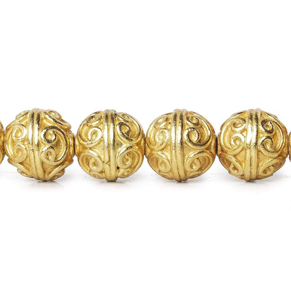 10mm 22kt Gold Plated Copper Bead Round Simple Circle 8 inch 20 pieces - Beadsofcambay.com