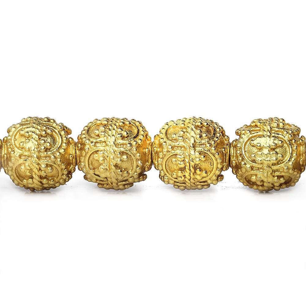 10mm 22kt Gold Plated Copper Bead Roval Roval Edwardian 8 inch 18 pieces - Beadsofcambay.com