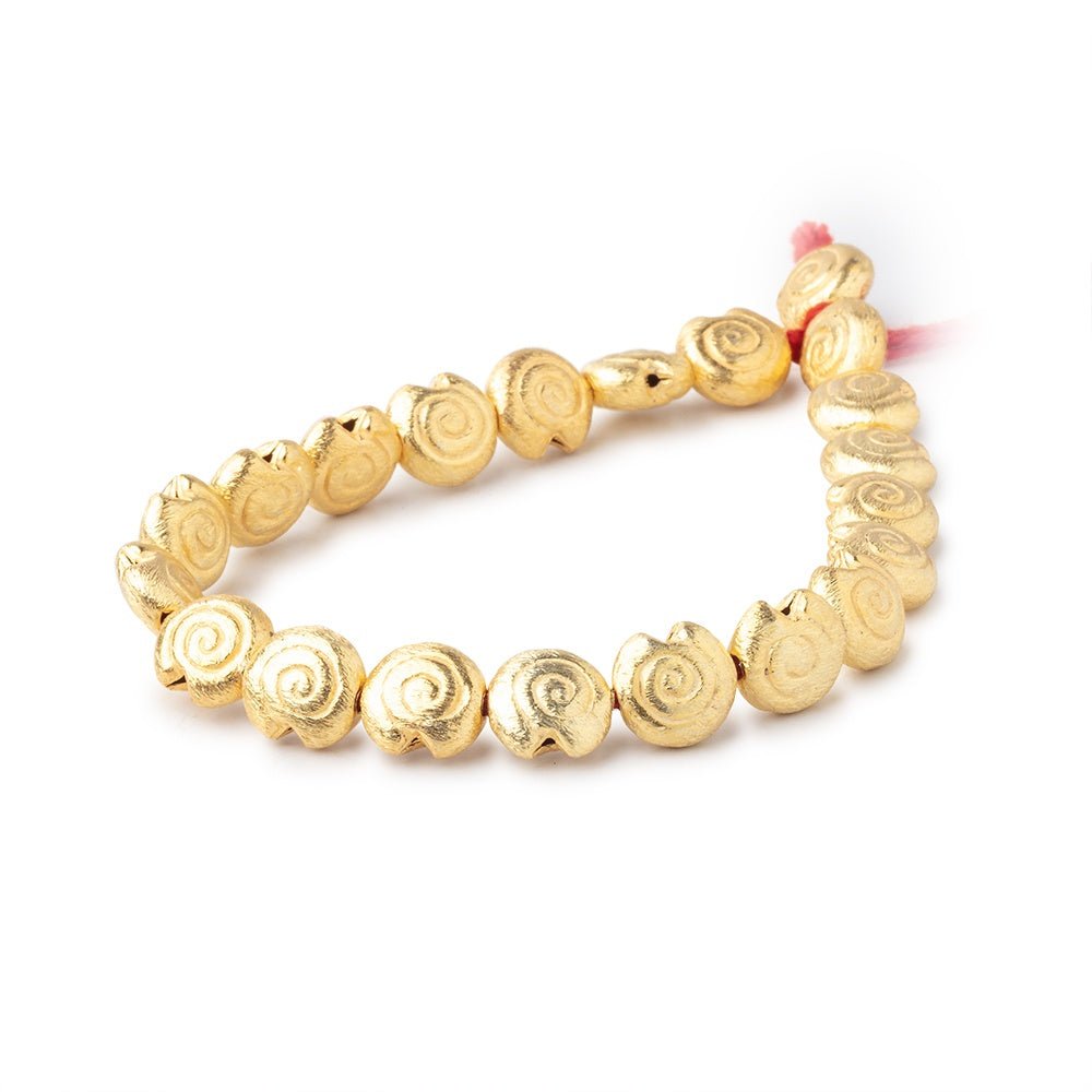 10mm 22kt Gold Plated Copper Brushed Spiral 8 inch 21 Beads - Beadsofcambay.com