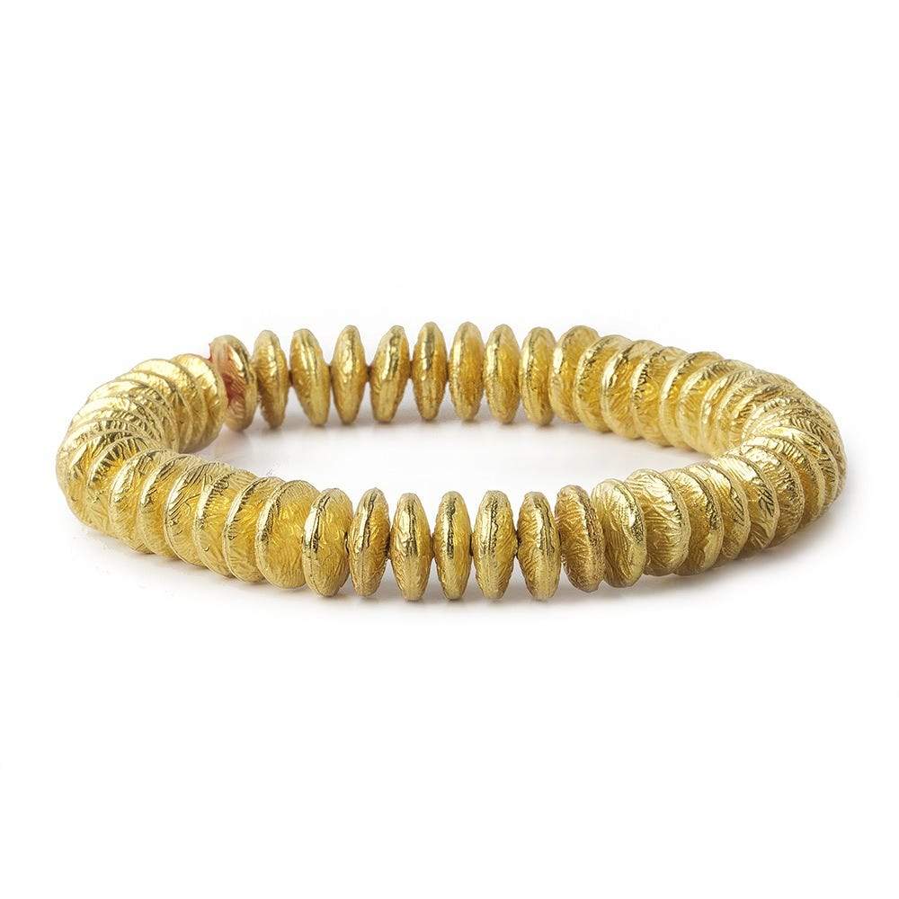 10mm 22kt Gold Plated Copper Disc with Crosshatch Pattern 8 inch 52 pieces - Beadsofcambay.com