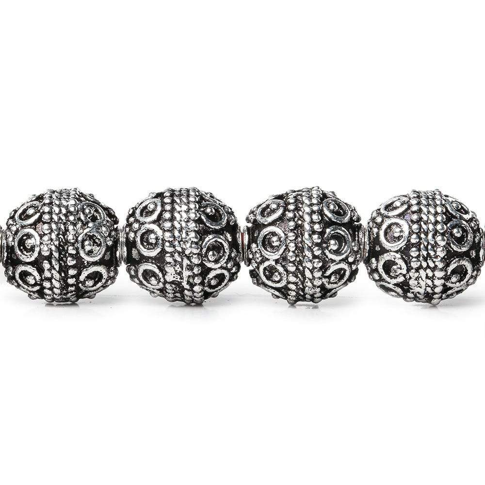 10mm Antiqued Sterling Silver Plated Copper Bead Roval, Persian 8 inch 20 pieces - Beadsofcambay.com