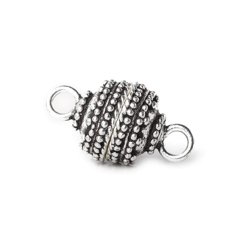 10mm Antiqued Sterling Silver plated Copper Magnetic Clasp Miligrain Beehive Pattern 1 piece - Beadsofcambay.com